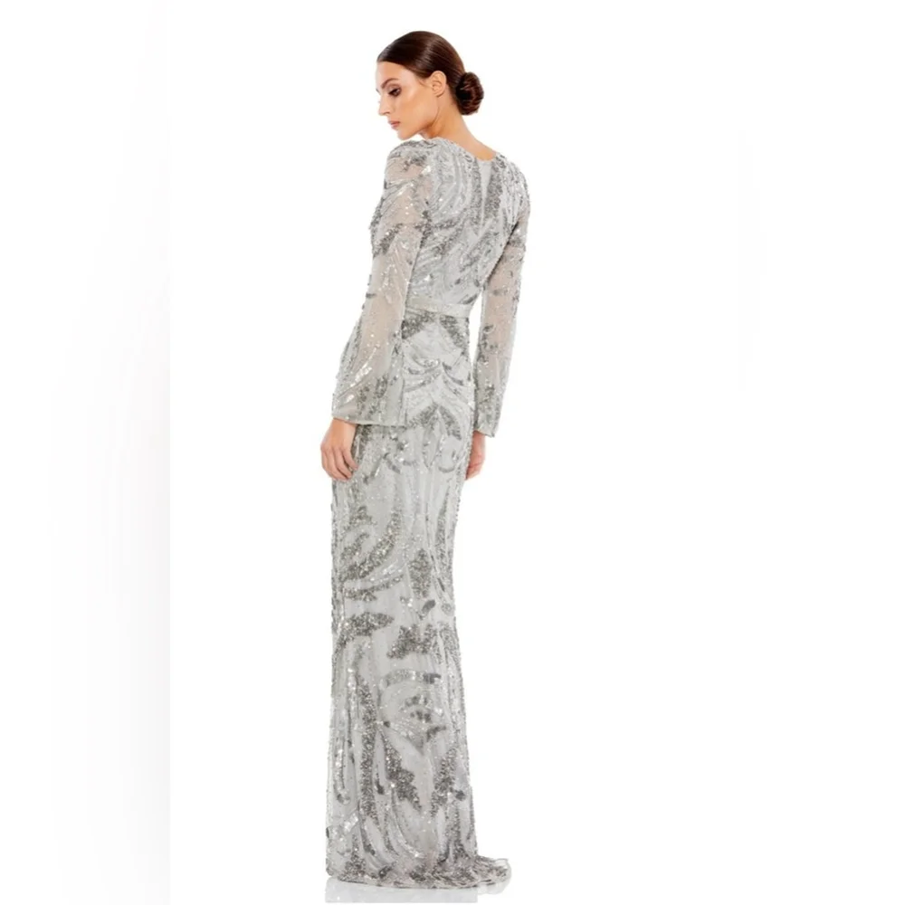 Sequin embellished v neckline evening gown - Picture 2 of 3